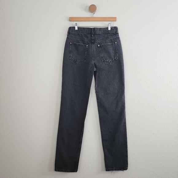 Free People Lasso Baggy Straight Jean 26 High Rise Distressed Black Denim - Picture 7 of 12